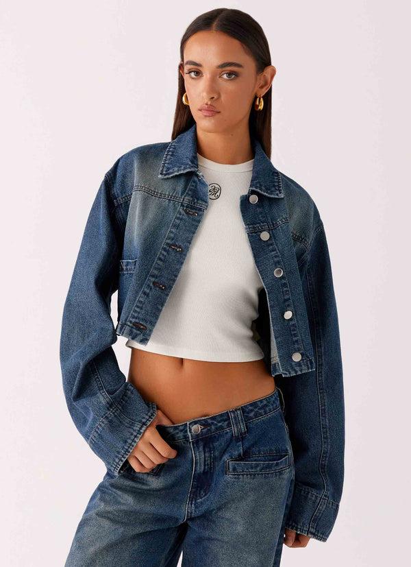 peppermayo Peppermayo Exclusive - Joan Cropped Denim Jacket - Indigo