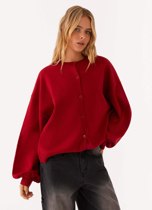 peppermayo Peppermayo Exclusive - Joey Knit Cardigan - Wine