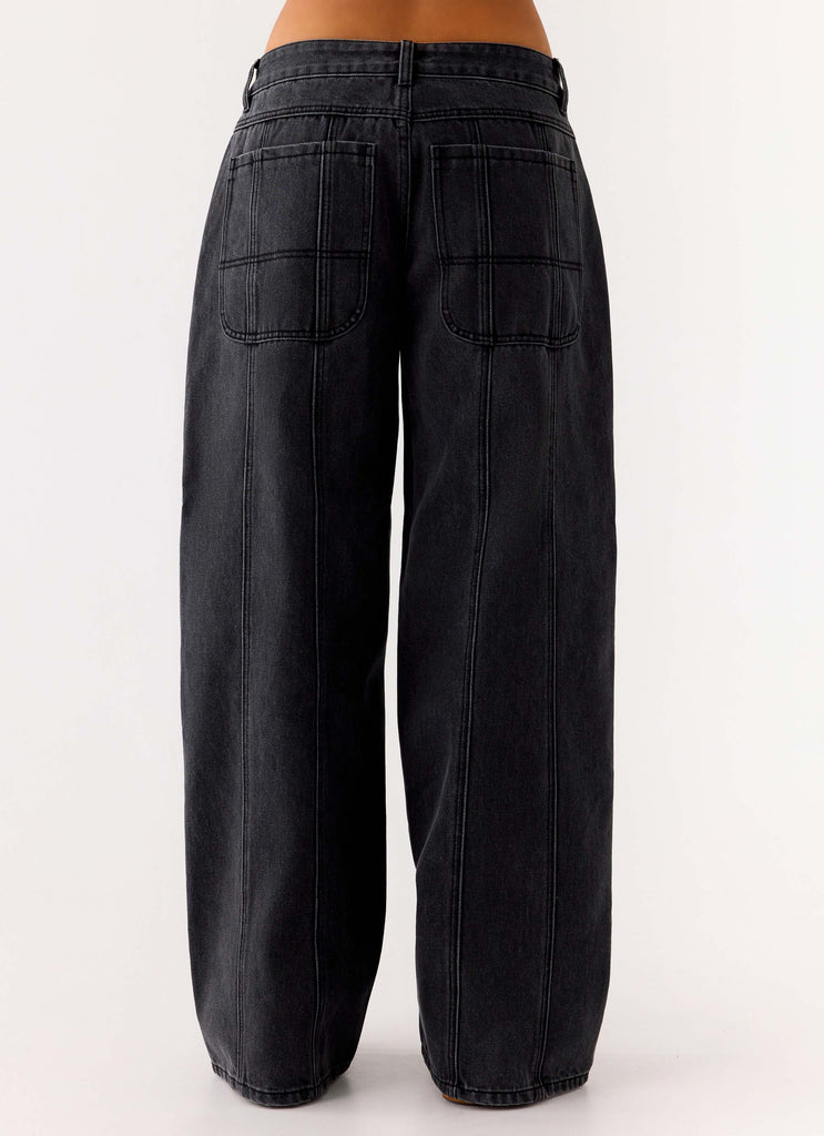 Peppermayo Peppermayo Exclusive - Johnny Low Rise Wide Leg Jeans - Grey Charcoal