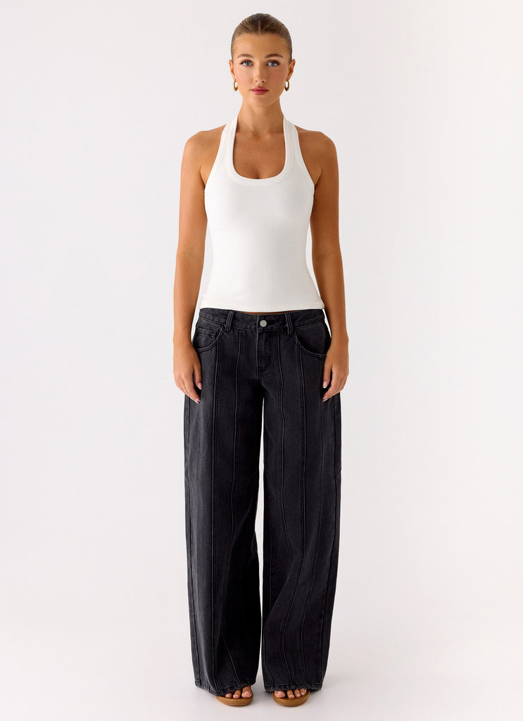 Peppermayo Peppermayo Exclusive - Johnny Low Rise Wide Leg Jeans - Grey Charcoal