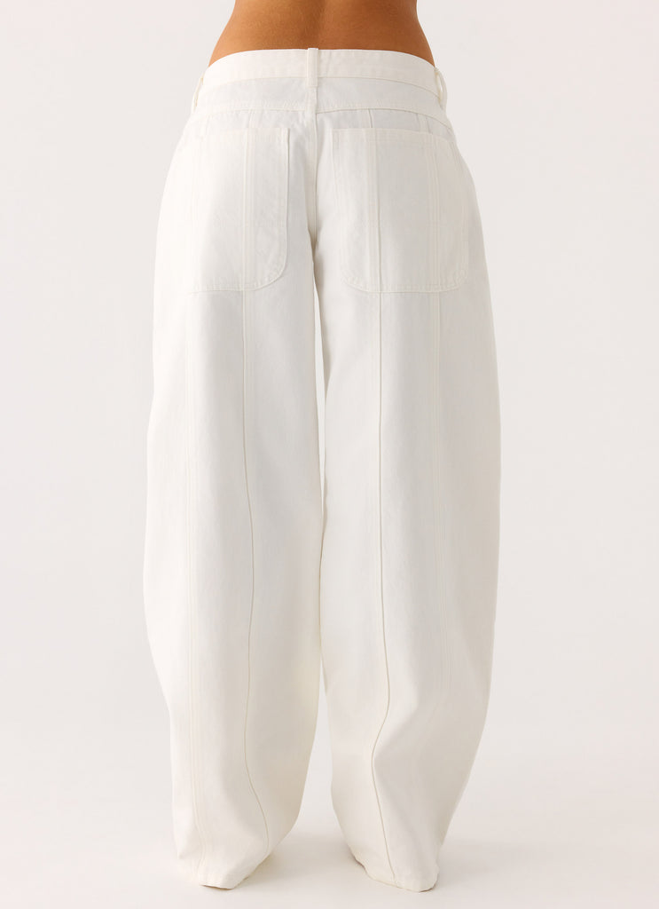 Peppermayo Peppermayo Exclusive - Johnny Low Rise Wide Leg Jeans - White