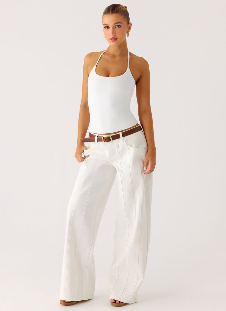 Peppermayo Peppermayo Exclusive - Johnny Low Rise Wide Leg Jeans - White
