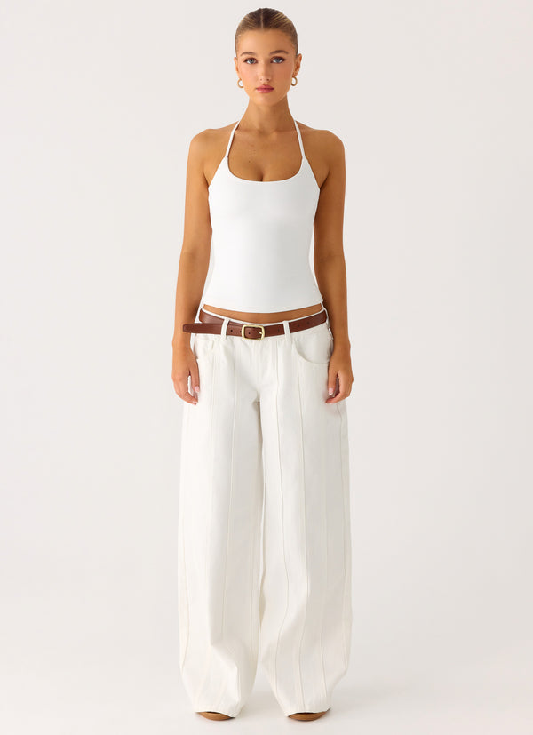 peppermayo Peppermayo Exclusive - Johnny Low Rise Wide Leg Jeans - White