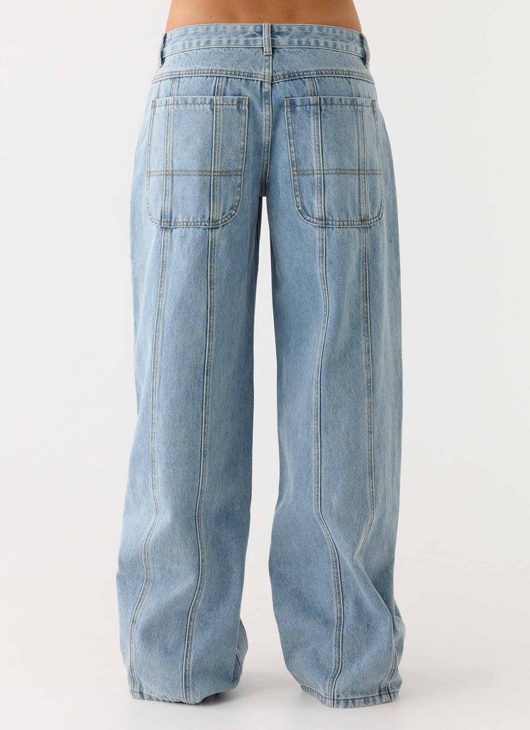 Peppermayo Peppermayo Exclusive - Johnny Low Rise Wide Leg Jeans - Light Blue Wash