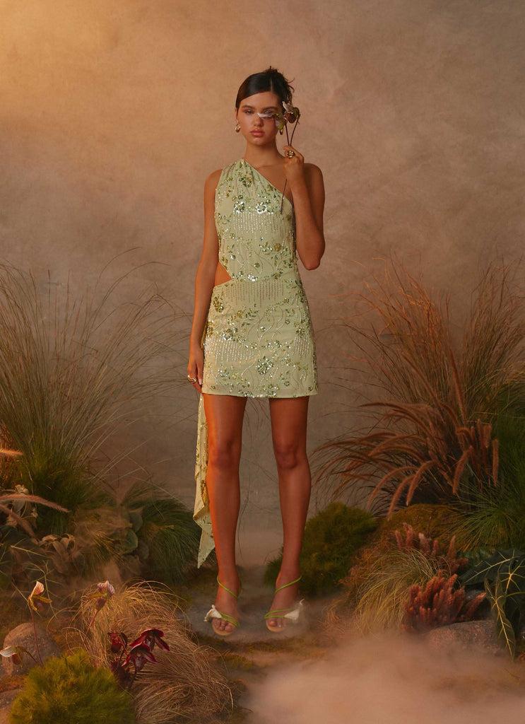 Peppermayo Peppermayo Exclusive - Juelz Beaded Mini Dress - Lime