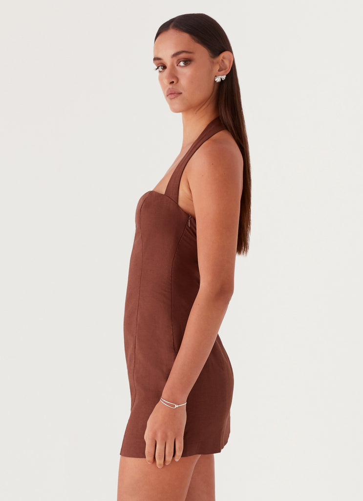 Peppermayo Peppermayo Exclusive - Julianna Linen Mini Dress - Chocolate