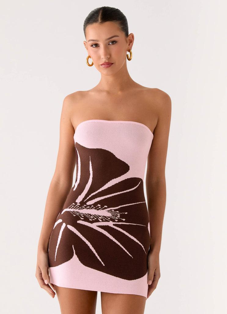 Peppermayo Peppermayo Exclusive - Kader Strapless Knit Mini Dress - Espresso Meadow