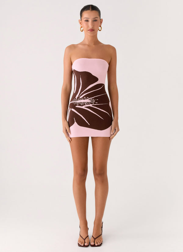 peppermayo Peppermayo Exclusive - Kader Strapless Knit Mini Dress - Espresso Meadow