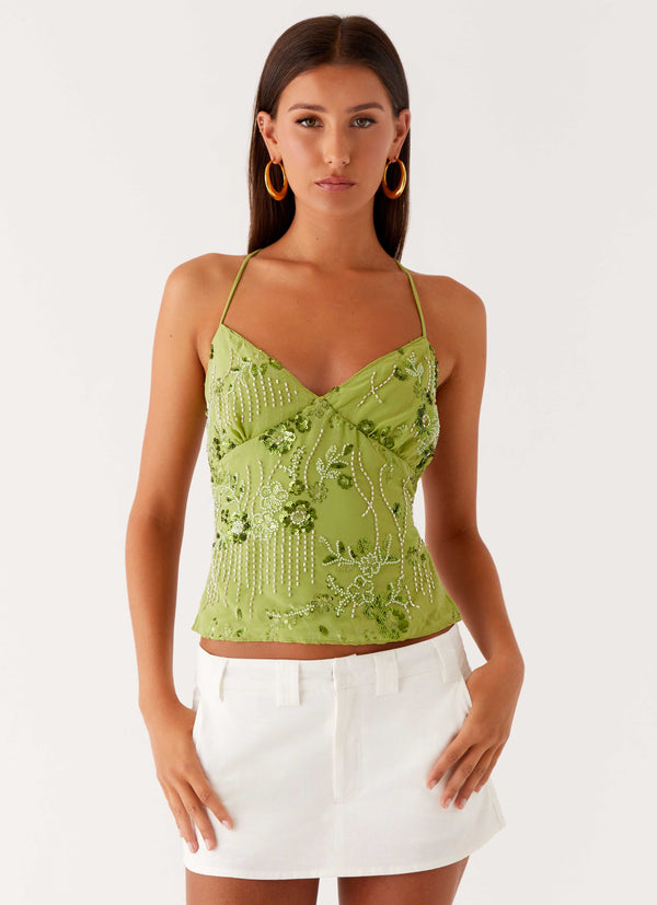 peppermayo Peppermayo Exclusive - Kamilla Sequin Cami Top - Lime