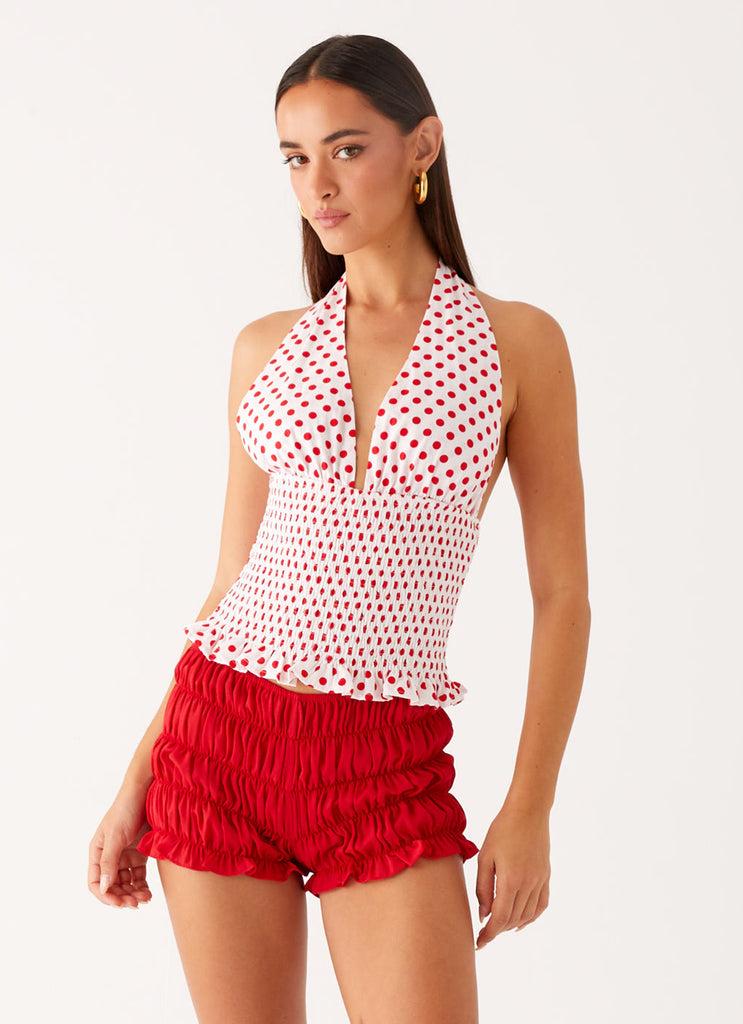 Peppermayo Peppermayo Exclusive - Kamren Halter Top - White Red Polka Dot