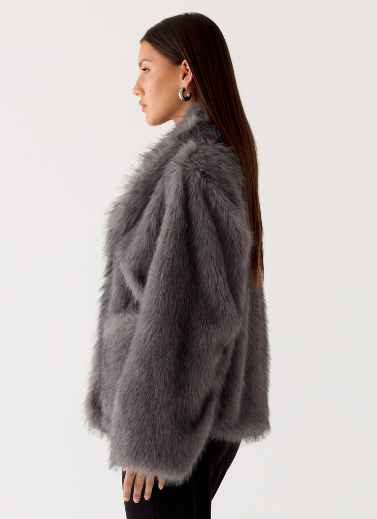 Peppermayo Peppermayo Exclusive - Katiana Faux Fur Jacket - Grey