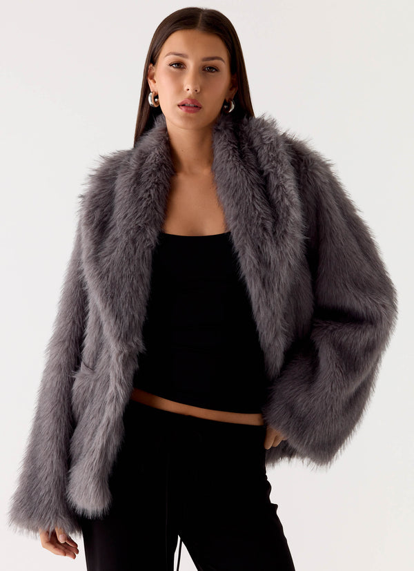 peppermayo Peppermayo Exclusive - Katiana Faux Fur Jacket - Grey