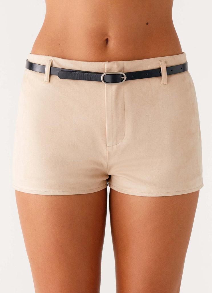 Peppermayo Peppermayo Exclusive - Katie Suede Mini Shorts - Beige