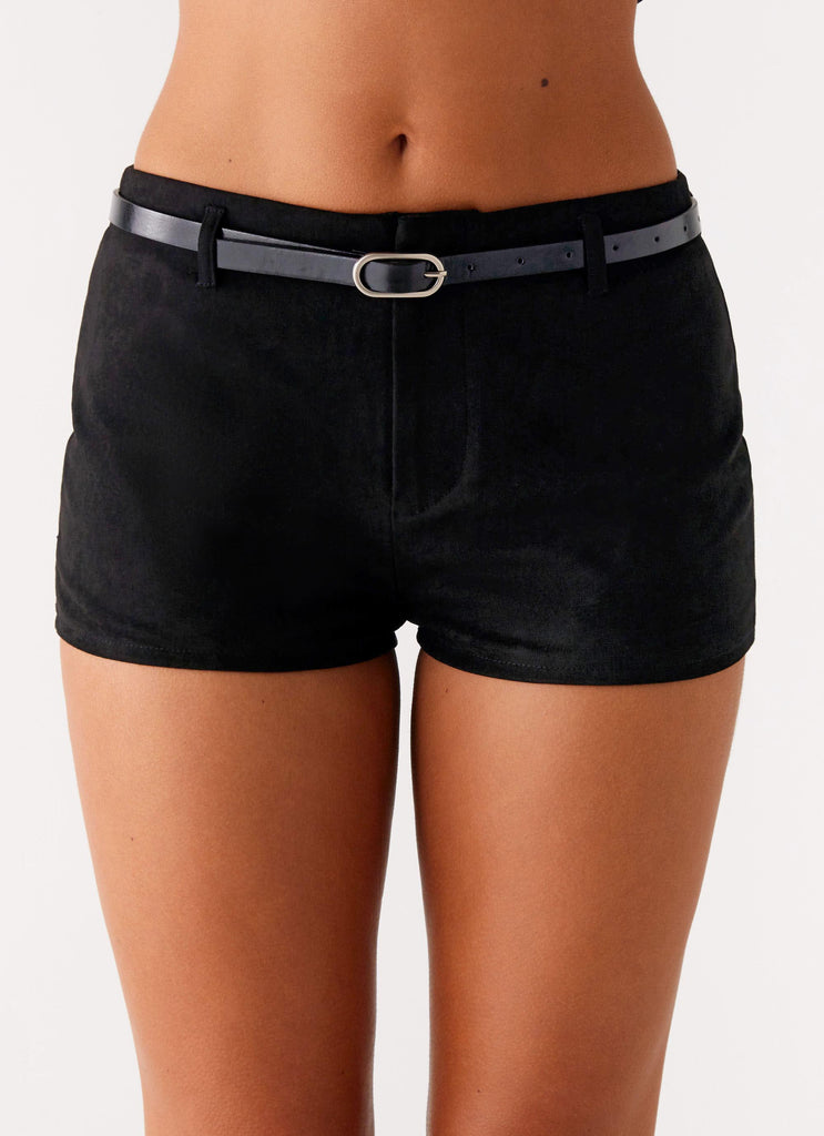 Peppermayo Peppermayo Exclusive - Katie Suede Mini Shorts - Black