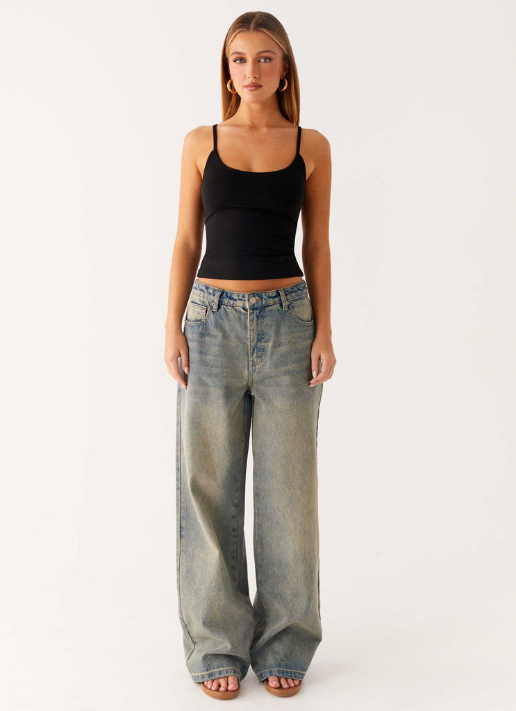 Peppermayo Peppermayo Exclusive - Keanna Low Rise Denim Jeans - Dirty Wash