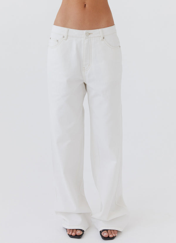 peppermayo Peppermayo Exclusive - Keanna Low Rise Denim Jeans - Ivory