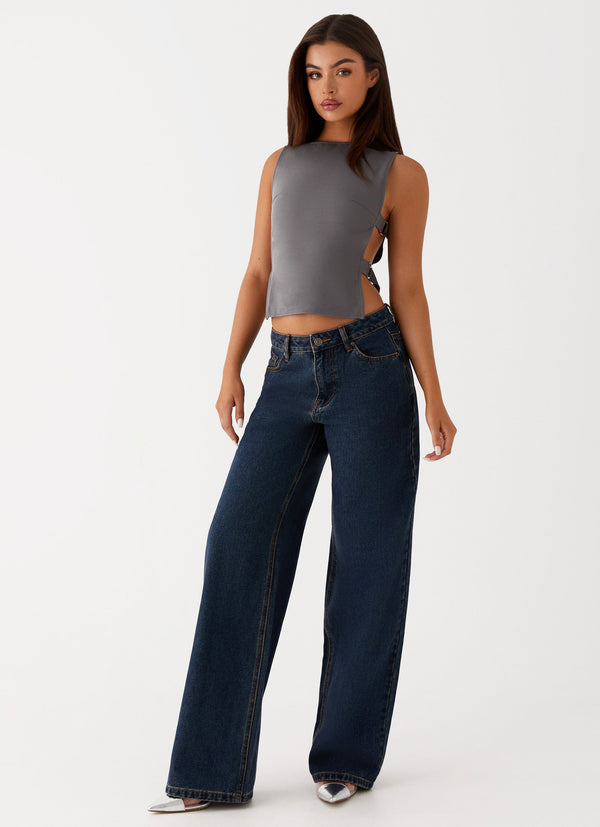 peppermayo Peppermayo Exclusive - Keanna Low Rise Denim Jeans - Washed Denim