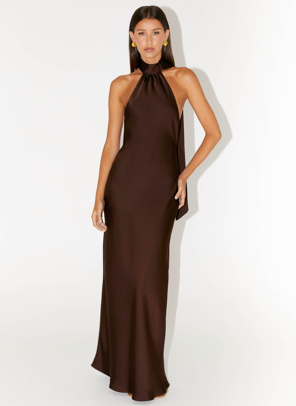 peppermayo Peppermayo Exclusive - Keena Scarf Maxi Dress - Chocolate