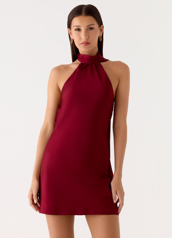 peppermayo Peppermayo Exclusive - Keena Scarf Mini Dress - Burgundy