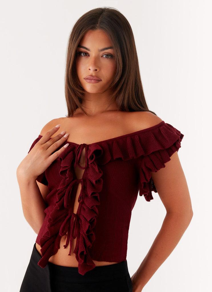 Peppermayo Peppermayo Exclusive - Keeta Frill Top - Burgundy