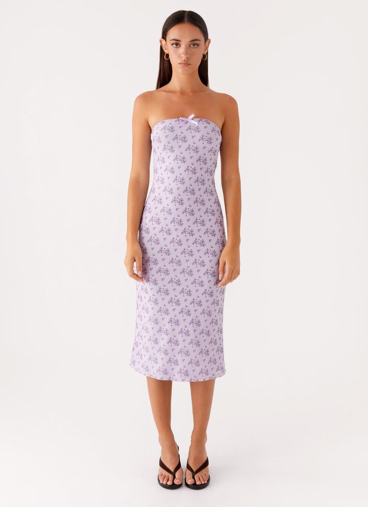 Peppermayo Peppermayo Exclusive - Keila Strapless Midi Dress - Lavender Meadow