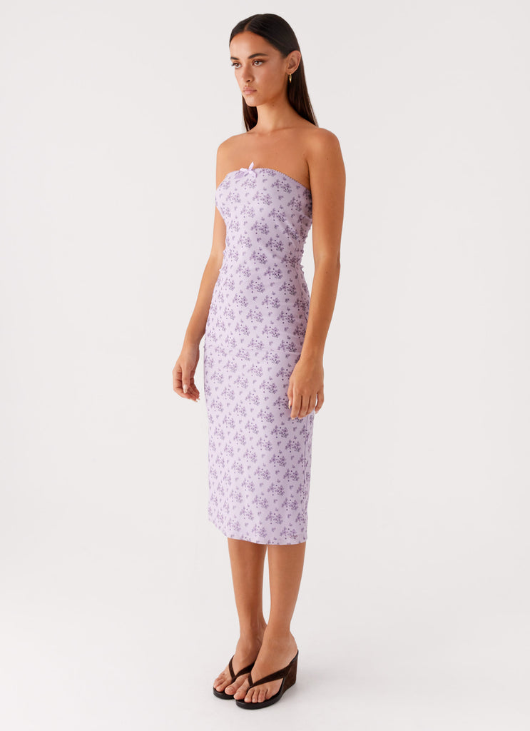 Peppermayo Peppermayo Exclusive - Keila Strapless Midi Dress - Lavender Meadow