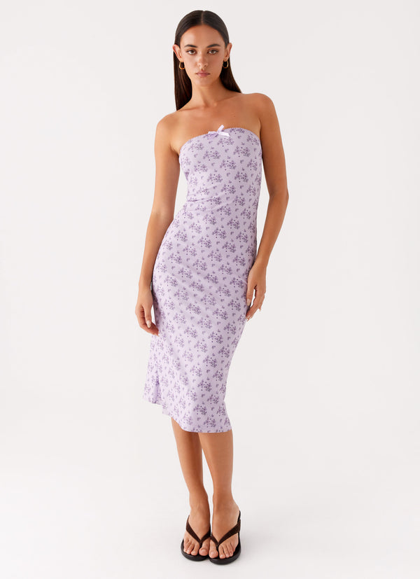 peppermayo Peppermayo Exclusive - Keila Strapless Midi Dress - Lavender Meadow