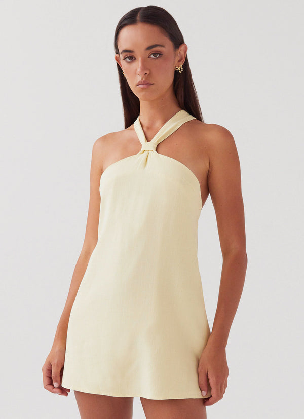 peppermayo Peppermayo Exclusive - Keira Linen Mini Dress - Lemon
