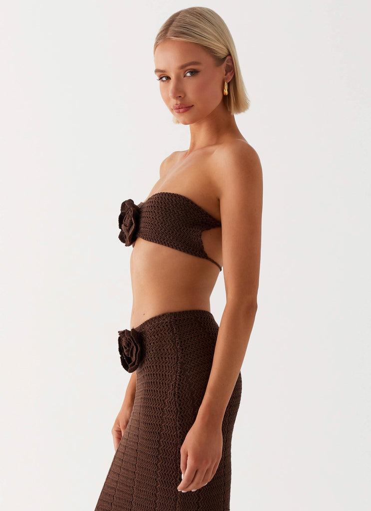 Peppermayo Peppermayo Exclusive - Kelcie Rose Crochet Bandeau Top - Chocolate