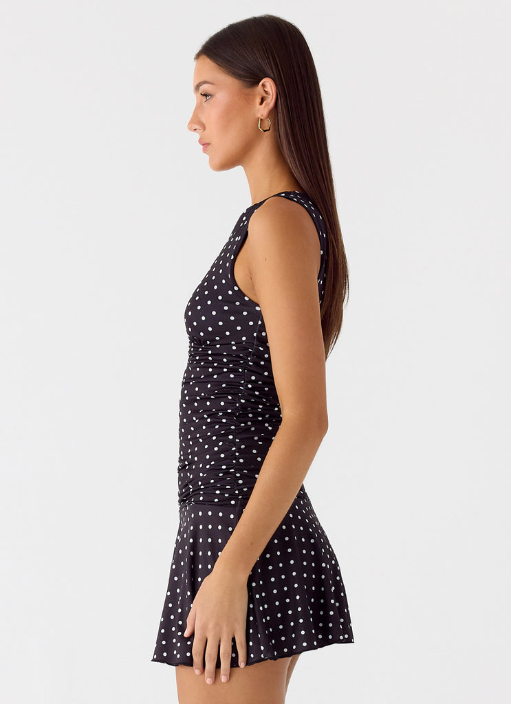 Peppermayo Peppermayo Exclusive - Kelda Mini Dress - Black Polkadot