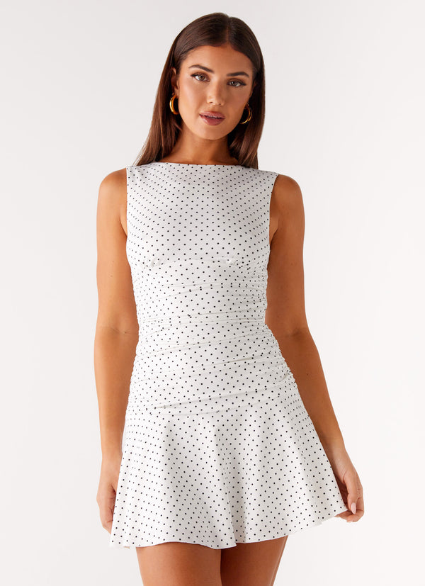 peppermayo Peppermayo Exclusive - Kelda Mini Dress - White Polka Dot