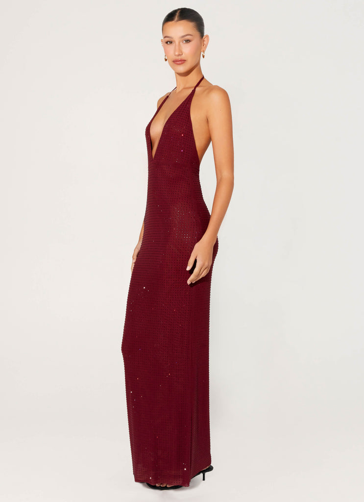 Peppermayo Peppermayo Exclusive - Keliese Beaded Maxi Dress - Burgundy