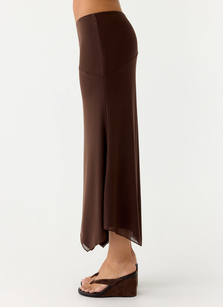 Peppermayo Peppermayo Exclusive - Kerrie Hanky Midi Skirt - Chocolate