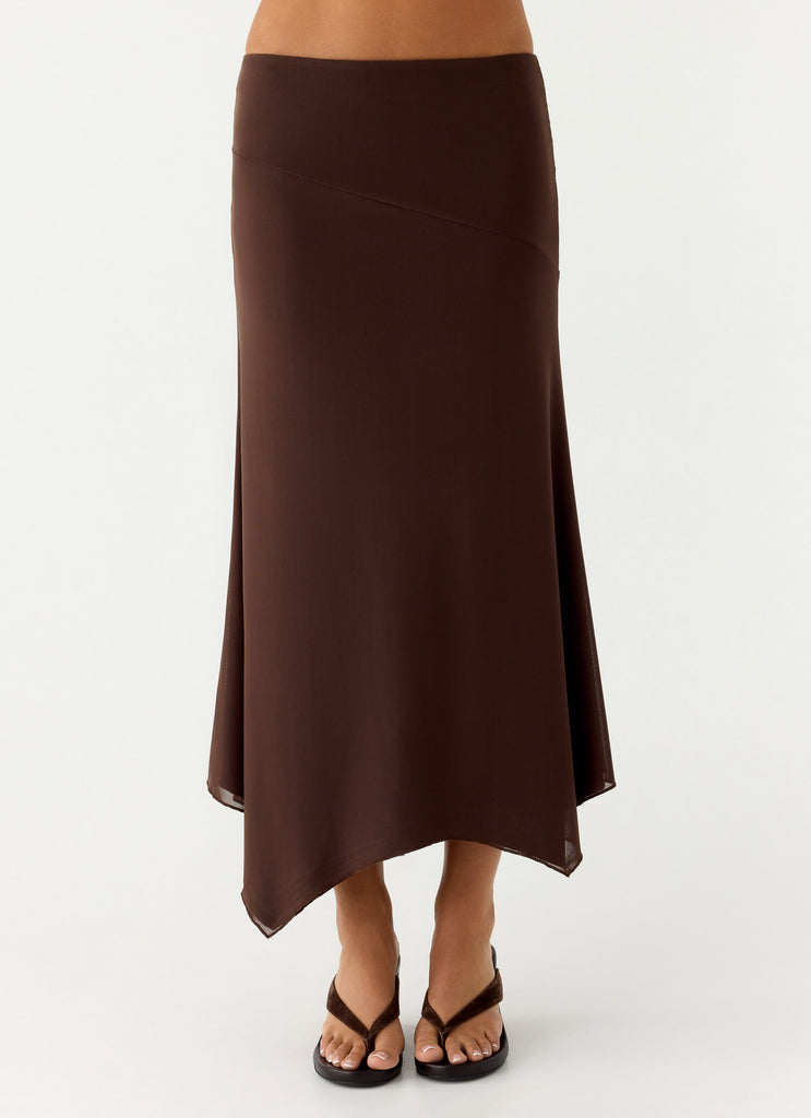 Peppermayo Peppermayo Exclusive - Kerrie Hanky Midi Skirt - Chocolate