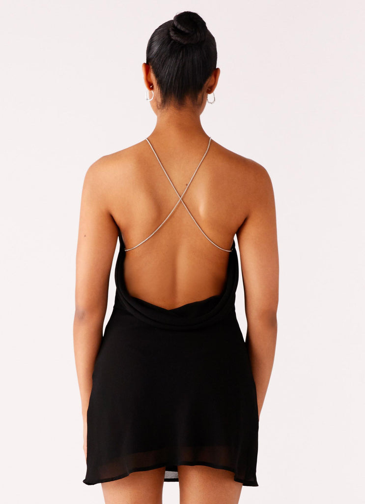 Peppermayo Peppermayo Exclusive - Key Hole Cowl Neckline Mini Dress - Black