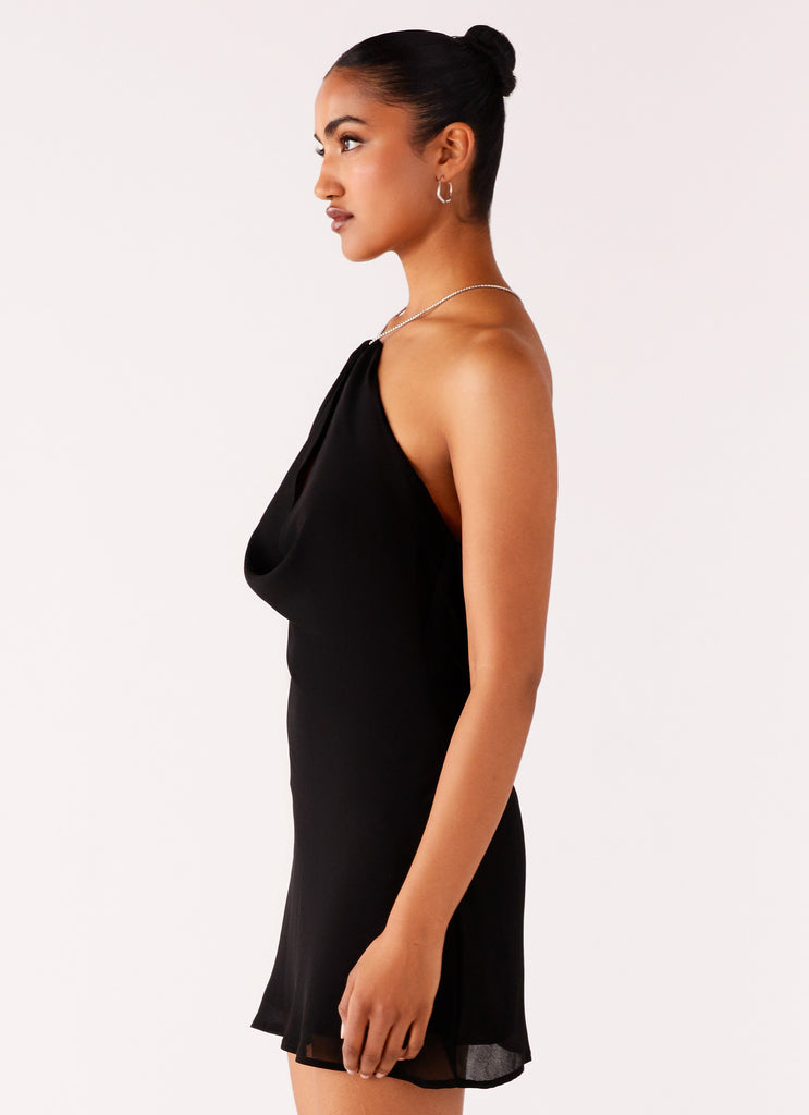 Peppermayo Peppermayo Exclusive - Key Hole Cowl Neckline Mini Dress - Black