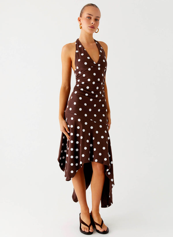 peppermayo Peppermayo Exclusive - Keylani Halter Midi Dress - Chocolate