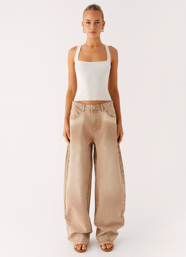 peppermayo Peppermayo Exclusive - Khalil Baggy Jeans - Tan