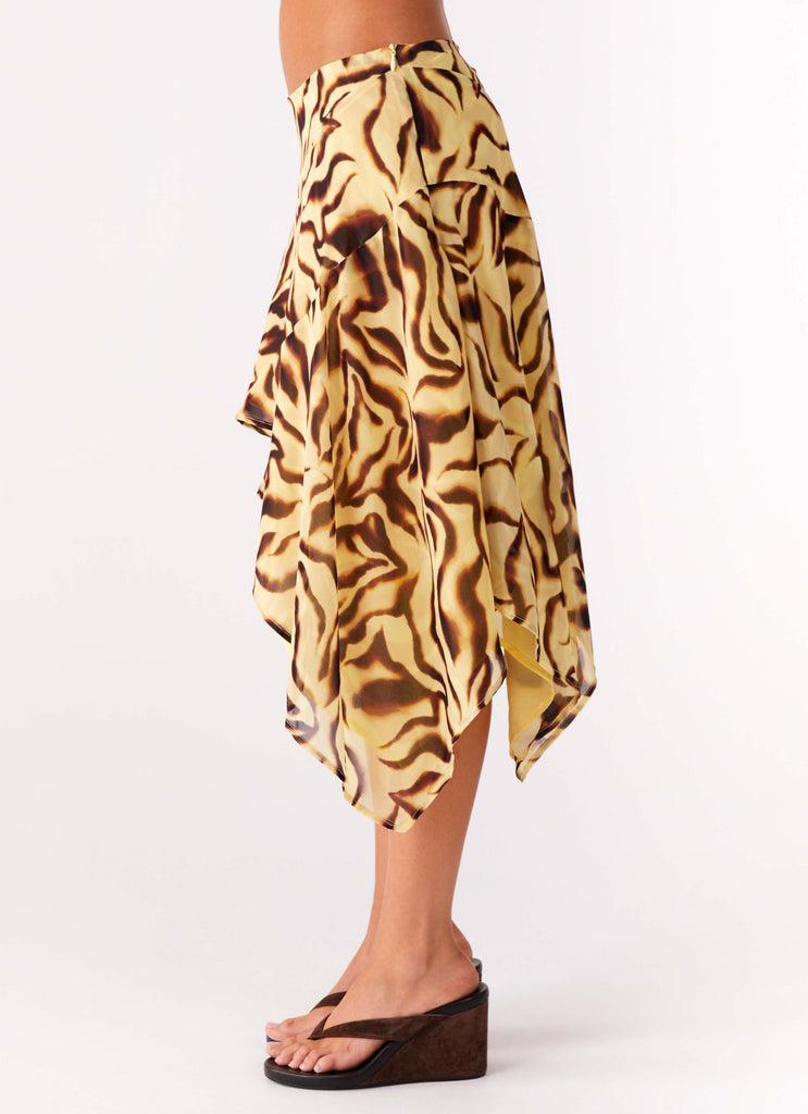 Peppermayo Peppermayo Exclusive - Kia Low Rise Asymmetrical Midi Skirt - Laguna Print