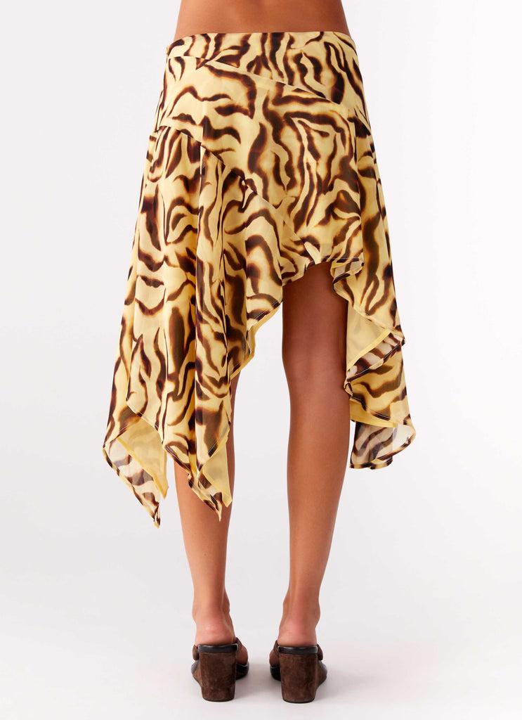 Peppermayo Peppermayo Exclusive - Kia Low Rise Asymmetrical Midi Skirt - Laguna Print