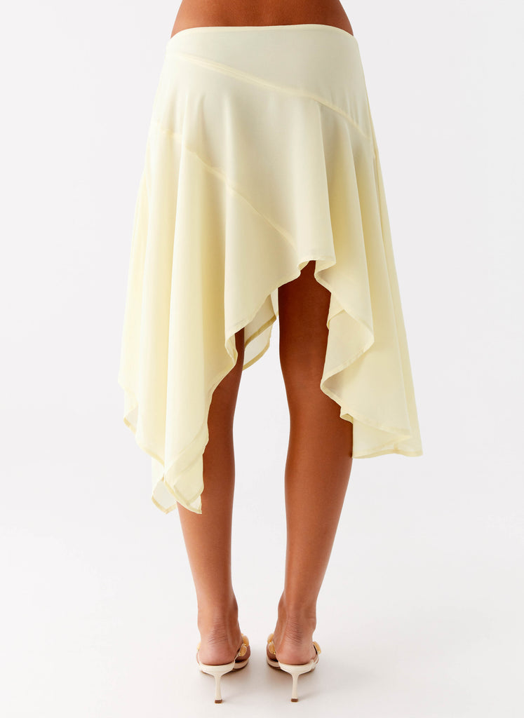 Peppermayo Peppermayo Exclusive - Kia Low Rise Asymmetrical Midi Skirt - Yellow