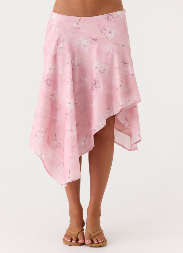 peppermayo Peppermayo Exclusive - Kia Low Rise Asymmetrical Midi Skirt - Vintage Floral