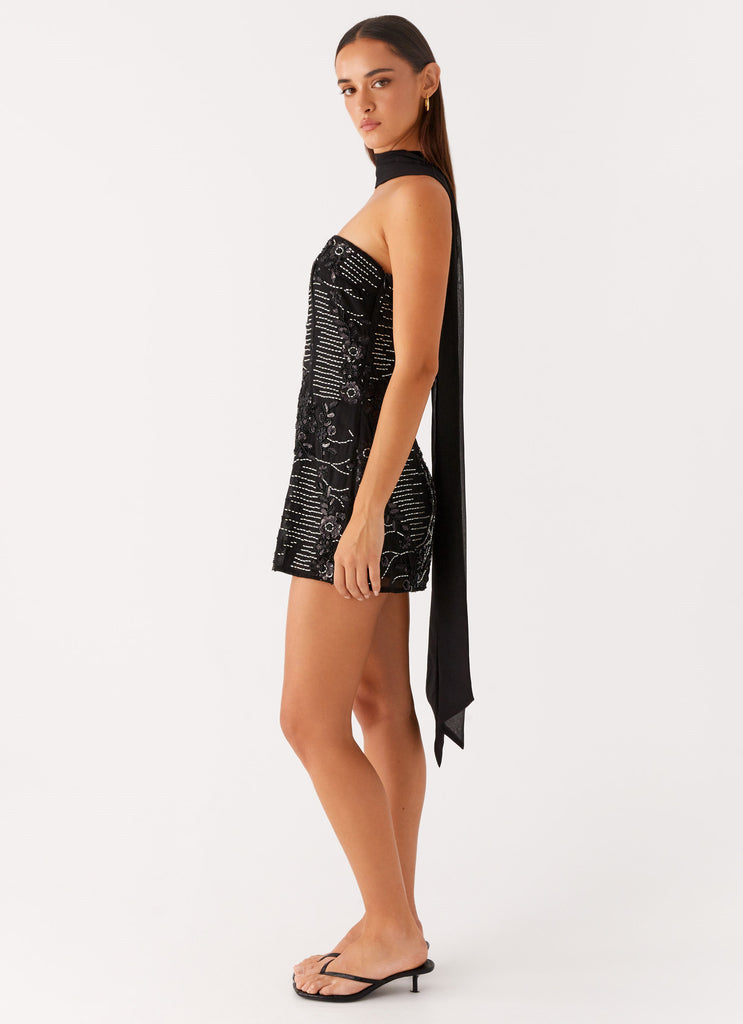 Peppermayo Peppermayo Exclusive - Kiesha Strapless Scarf Mini Dress - Black