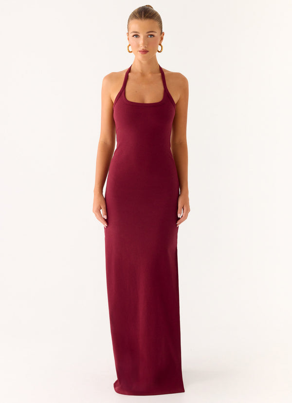 peppermayo Peppermayo Exclusive - Kill This Love Ribbed Maxi Dress - Dark Cherry