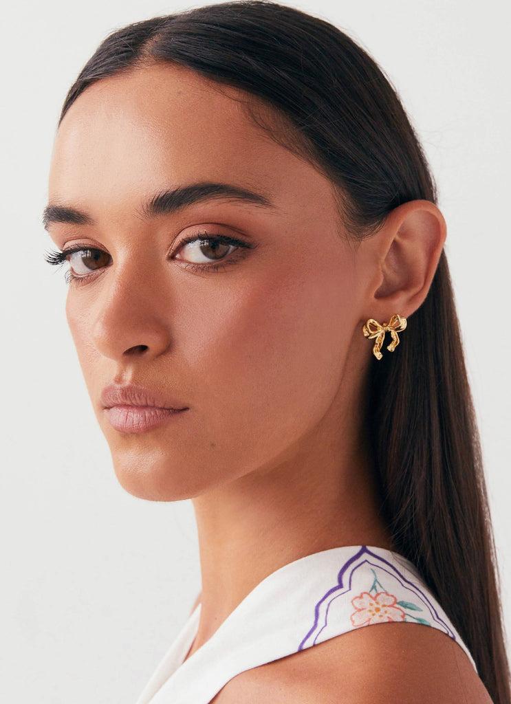 Peppermayo Peppermayo Exclusive - Kindra Mini Bow Earring - Gold