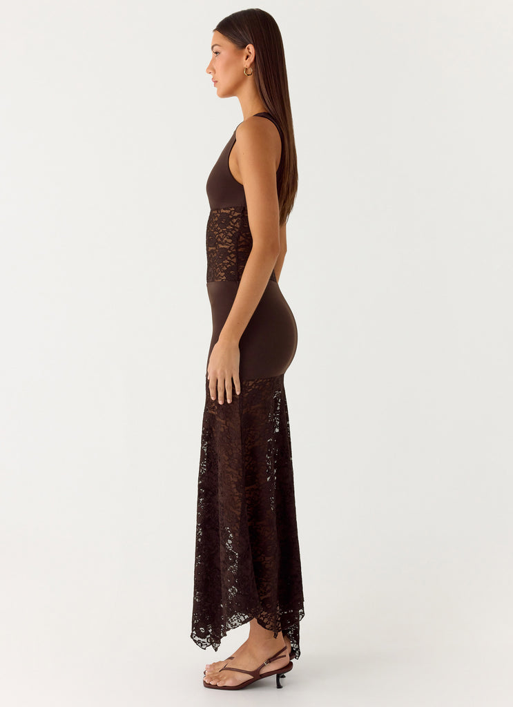 Peppermayo Peppermayo Exclusive - Koka Lace Maxi Dress - Cool Chocolate