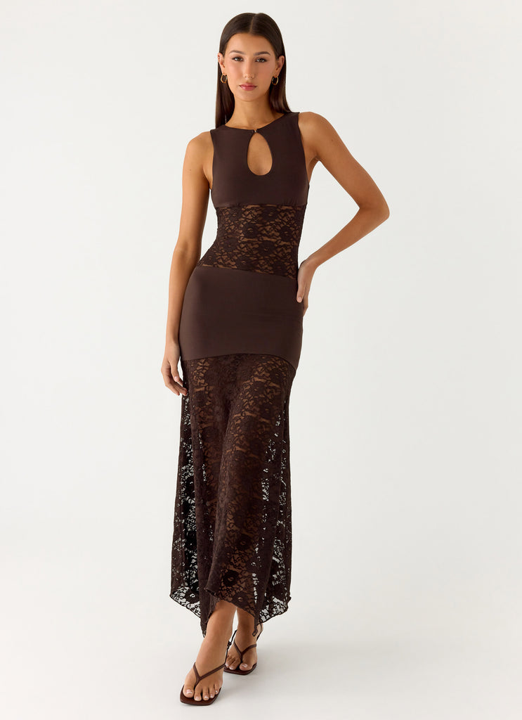 Peppermayo Peppermayo Exclusive - Koka Lace Maxi Dress - Cool Chocolate