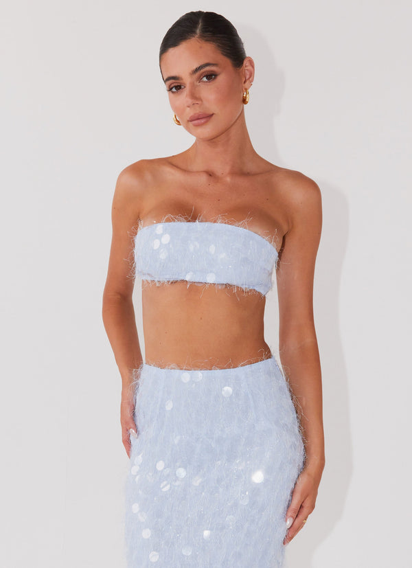 peppermayo Peppermayo Exclusive - Kyleigh Textured Sequin Bandeau Top - Lavender Mist