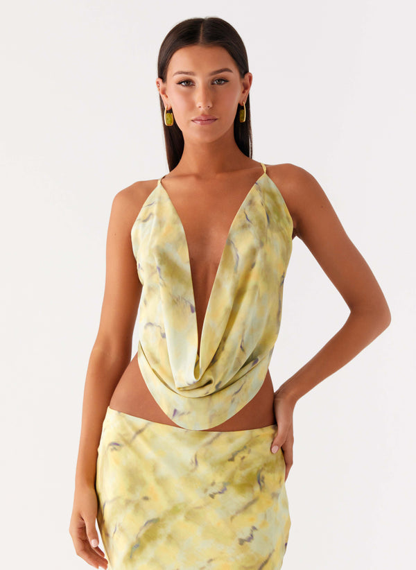 peppermayo Peppermayo Exclusive - Kylo Cowl Top - Yellow Tie Dye