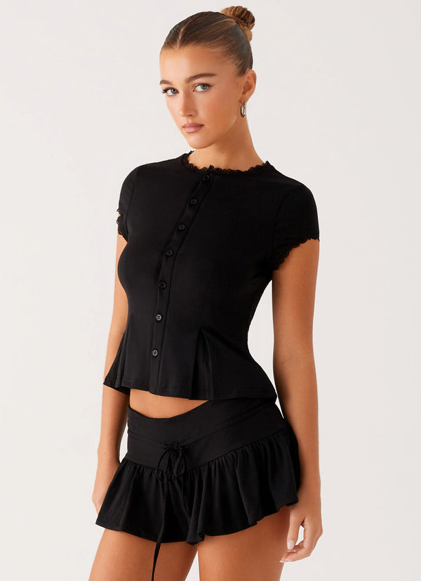 peppermayo Peppermayo Exclusive - Landon Button Up Top - Black